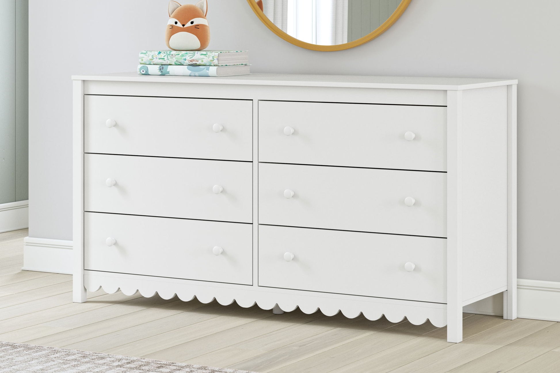 Hallityn - White - Six Drawer Dresser - Hornell Furniture Outlet