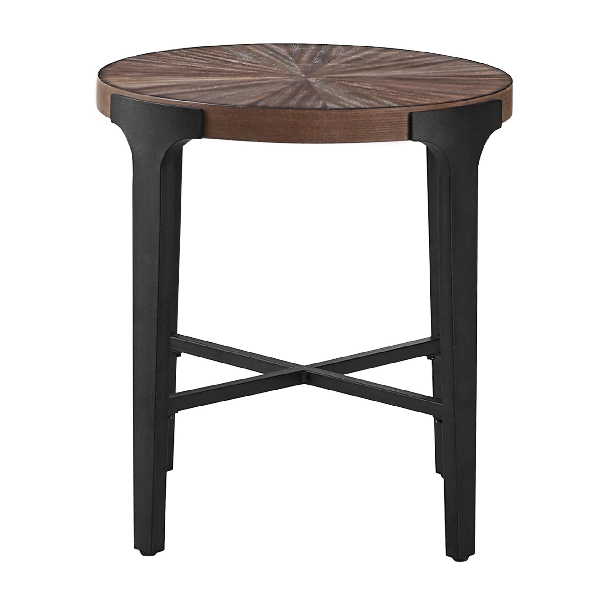 Chevron - Round End Table - Brown - Hornell Furniture Outlet