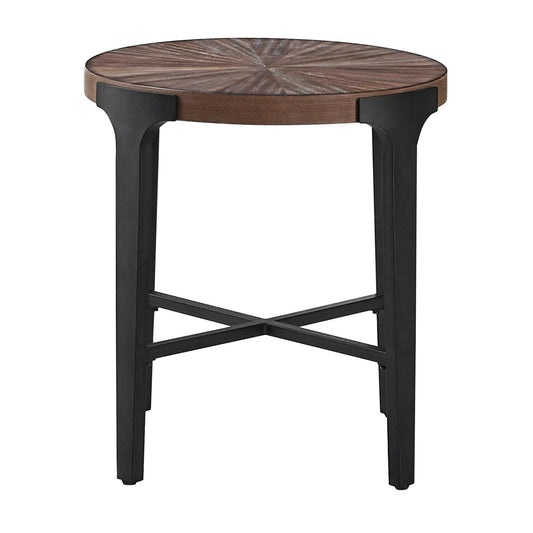 Chevron - Round End Table - Brown - Hornell Furniture Outlet
