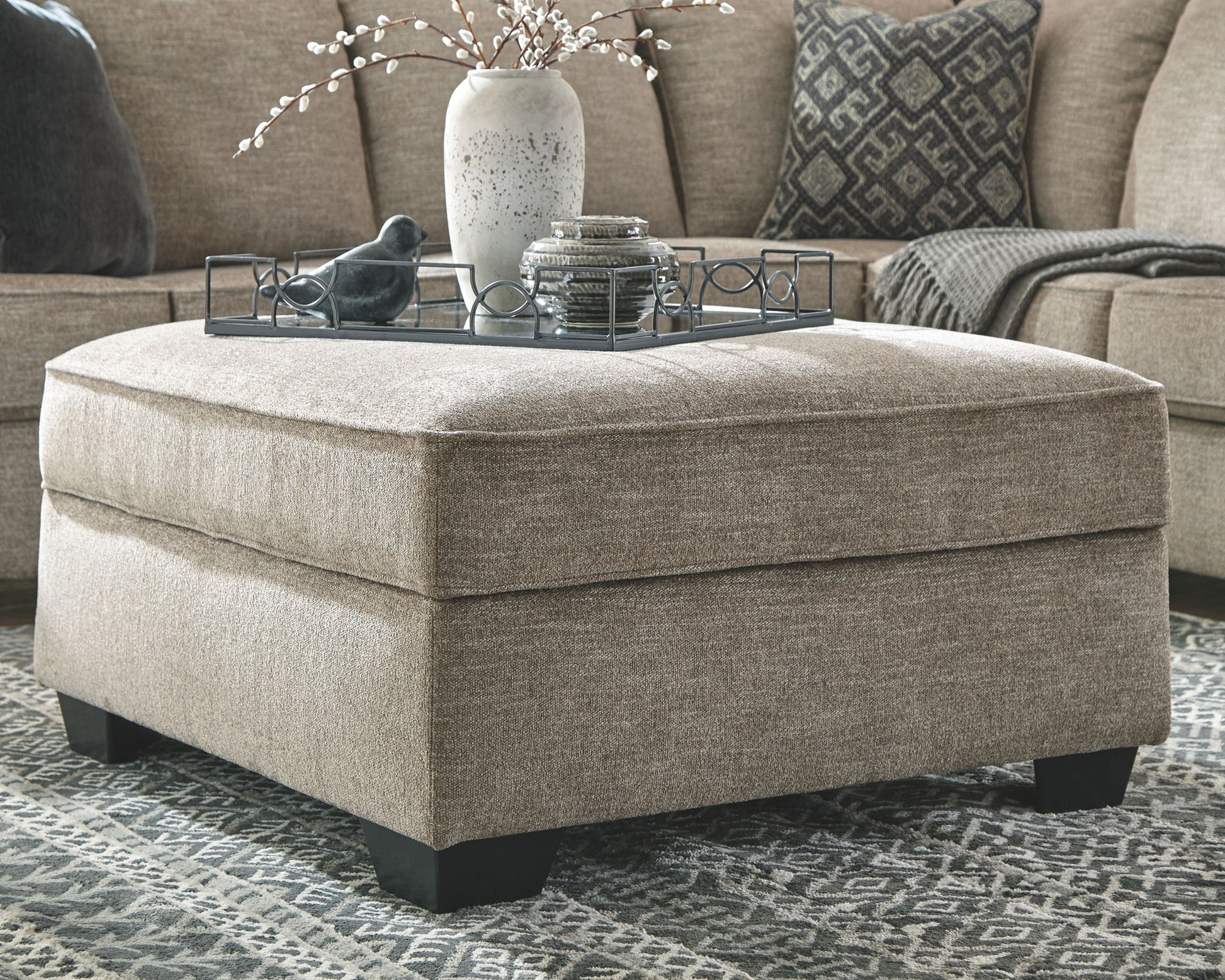 Bovarian - Stone - Ottoman With Storage - Hornell Furniture Outlet