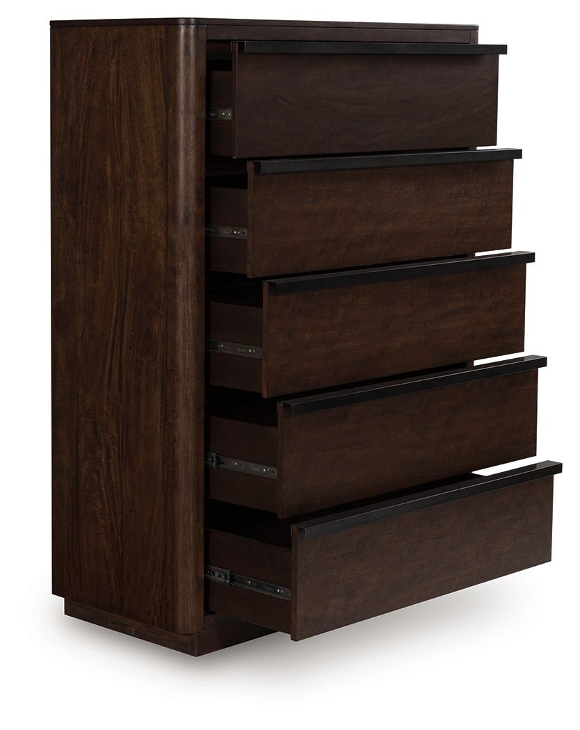 Dilenno - Dark Brown - Five Drawer Chest - Hornell Furniture Outlet