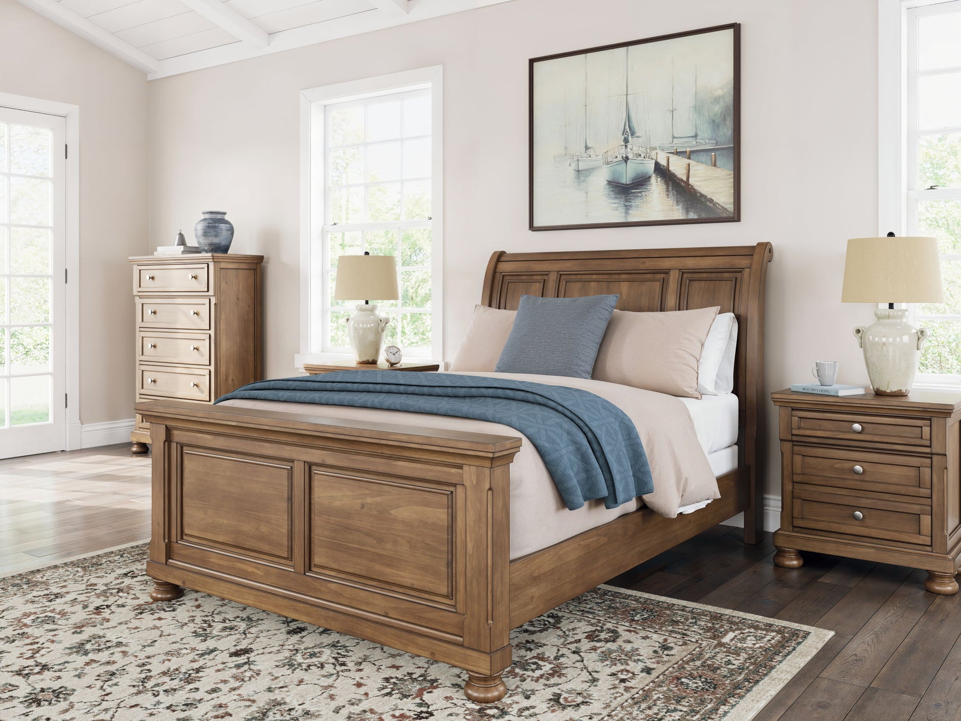 Feddinger - Two Drawer Night Stand - Medium Brown - Hornell Furniture Outlet