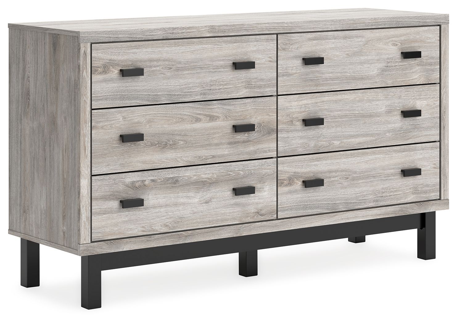 Vessalli - Black / Gray - Six Drawer Dresser - Hornell Furniture Outlet