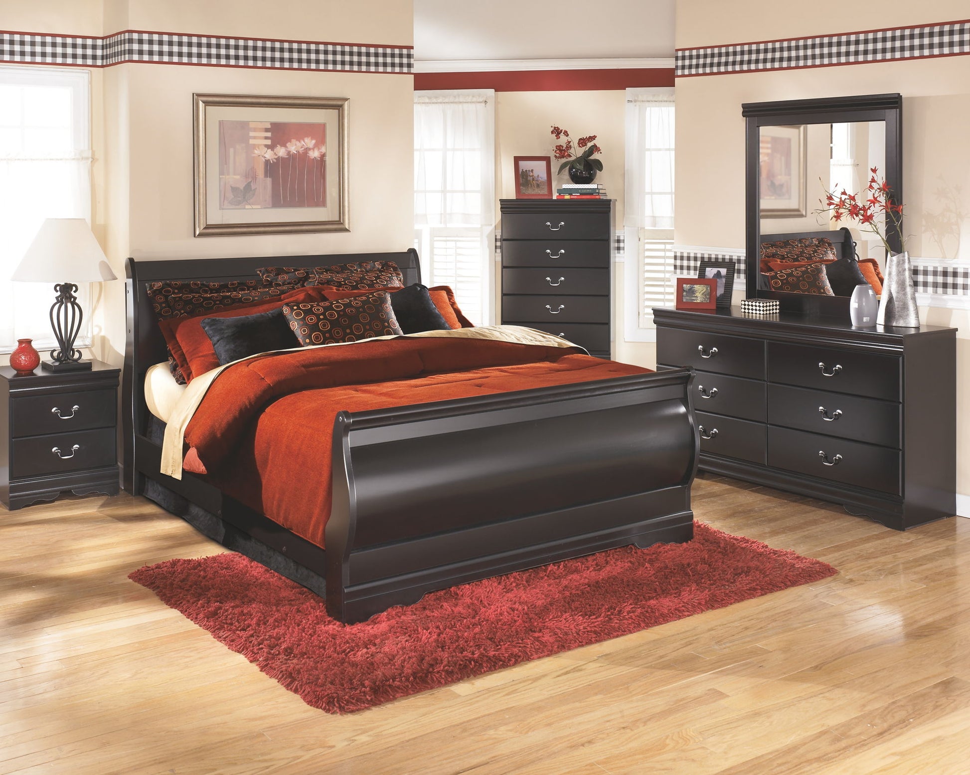 Huey Vineyard - Black - Two Drawer Night Stand - Hornell Furniture Outlet