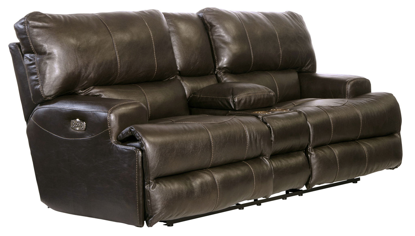 Wembley - Power Headrest With Lumbar Lay Flat Reclining Console Loveseat - Hornell Furniture Outlet