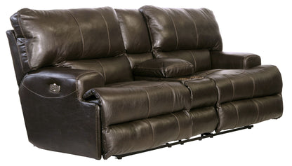 Wembley - Power Headrest With Lumbar Lay Flat Reclining Console Loveseat - Hornell Furniture Outlet