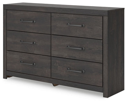 Hollivern - Dark Gray - Six Drawer Dresser - Hornell Furniture Outlet