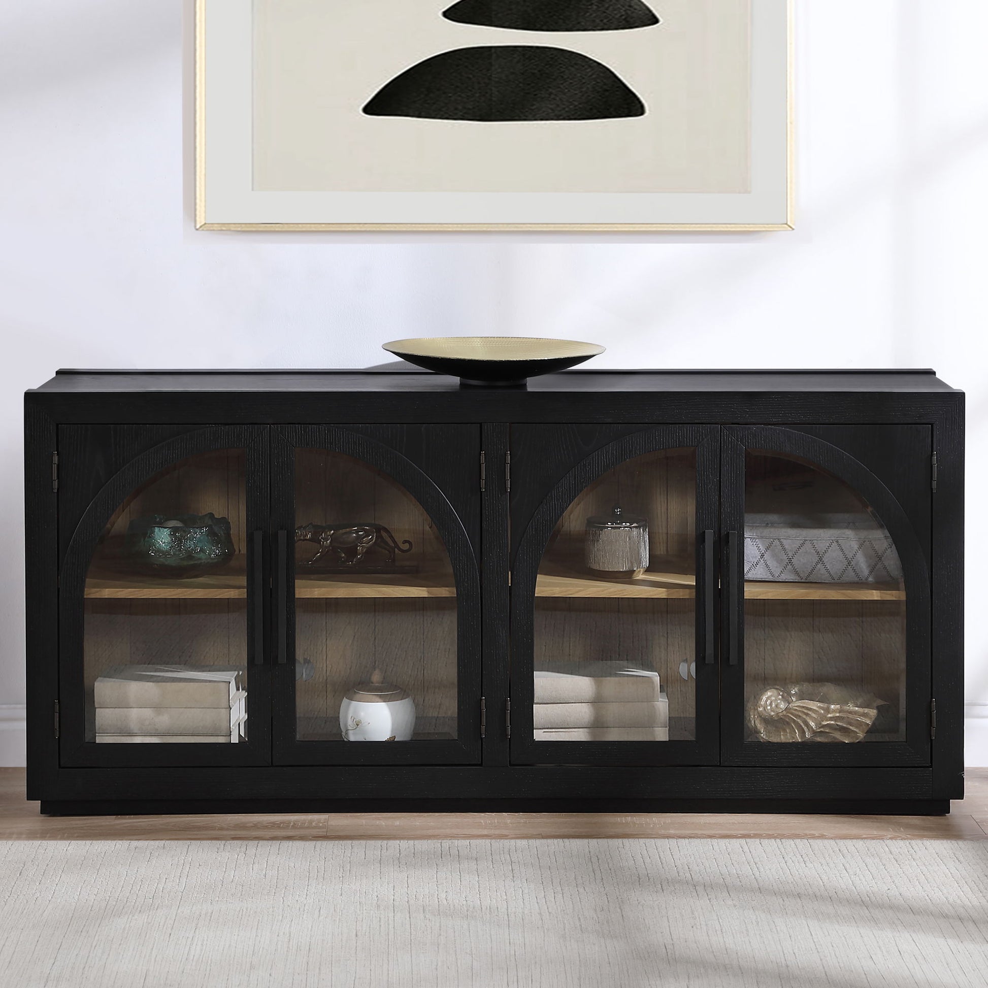 Magnolia - Cathedral Doored Server - Black - Hornell Furniture Outlet