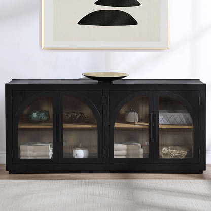 Magnolia - Cathedral Doored Server - Black - Hornell Furniture Outlet