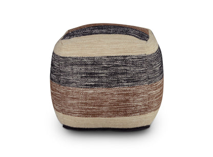Jamal - Square Handwoven Woolen Pouf - Beige - Hornell Furniture Outlet