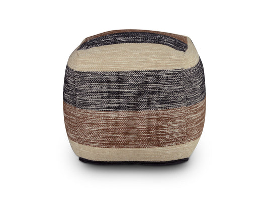 Jamal - Square Handwoven Woolen Pouf - Beige - Hornell Furniture Outlet