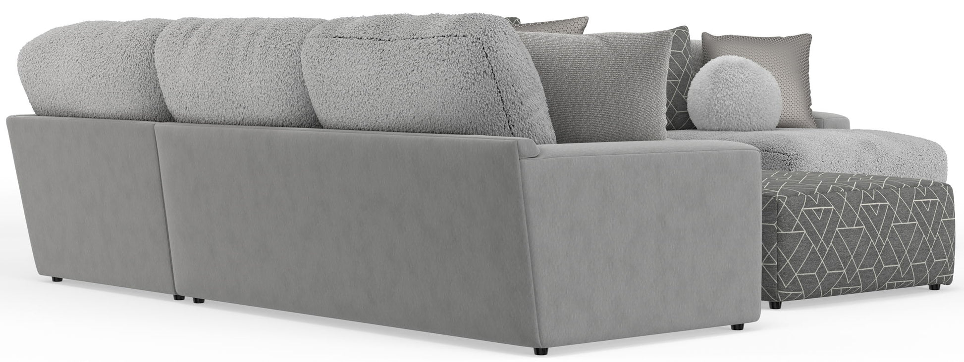 Canyon - 4 Piece Sectional With Cuddler Seat Cushions, Included Accent Pillows And Cocktail Ottoman (Right Side Facing Chaise) - Platinum - Hornell Furniture Outlet