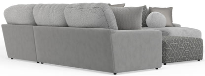 Canyon - 4 Piece Sectional With Cuddler Seat Cushions, Included Accent Pillows And Cocktail Ottoman (Right Side Facing Chaise) - Platinum - Hornell Furniture Outlet