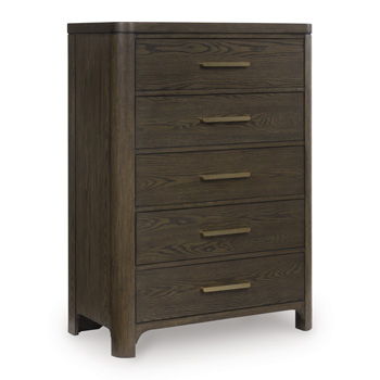 Radkin - Five Drawer Chest - Burnished Brown - Hornell Furniture Outlet