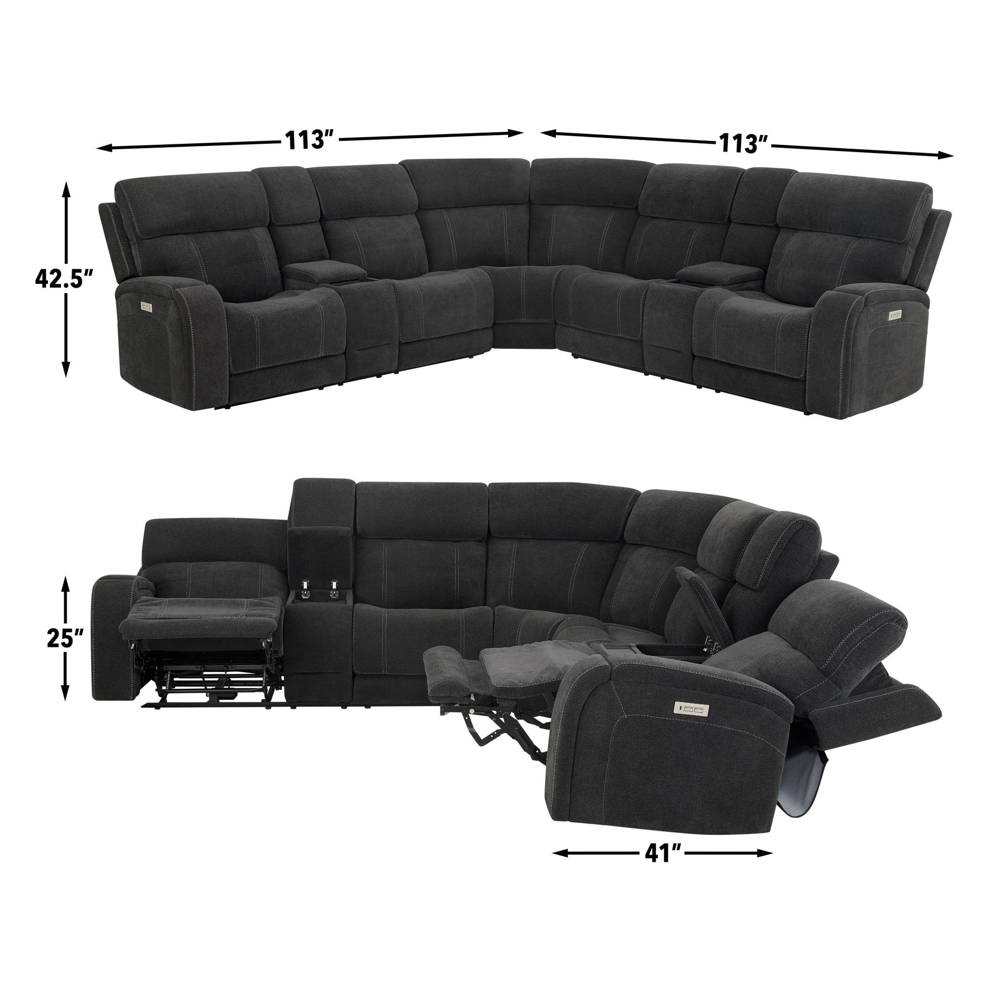 Seattle - 3 Piece Sectional - Gray - Hornell Furniture Outlet