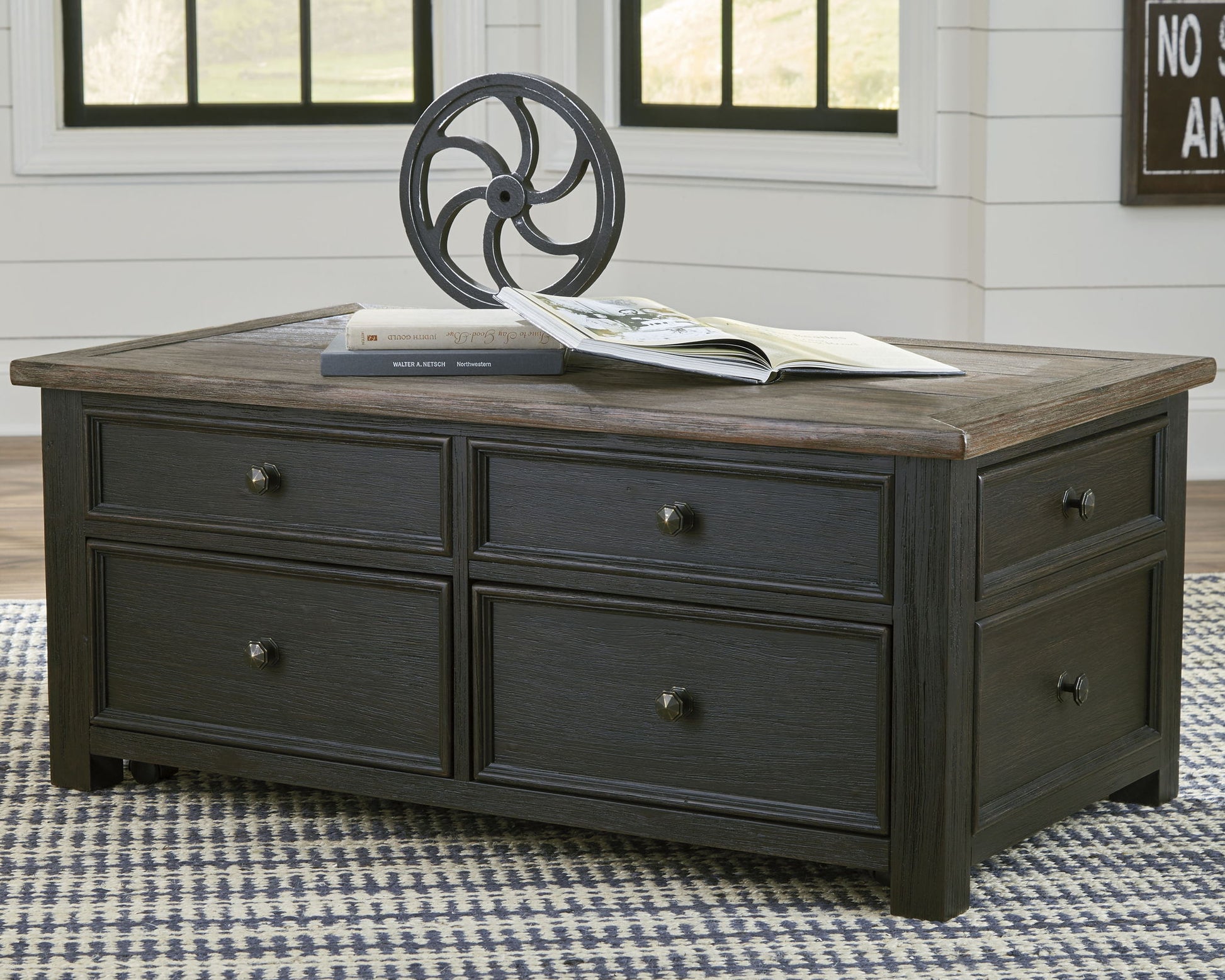 Tyler Creek - Grayish Brown / Black - Lift Top Cocktail Table - Hornell Furniture Outlet