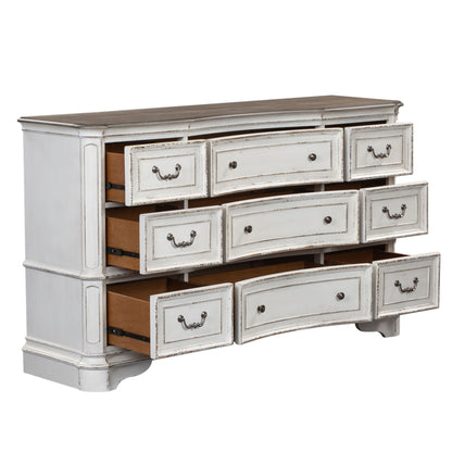 Magnolia Manor - 9 Drawer Dresser - White - Hornell Furniture Outlet