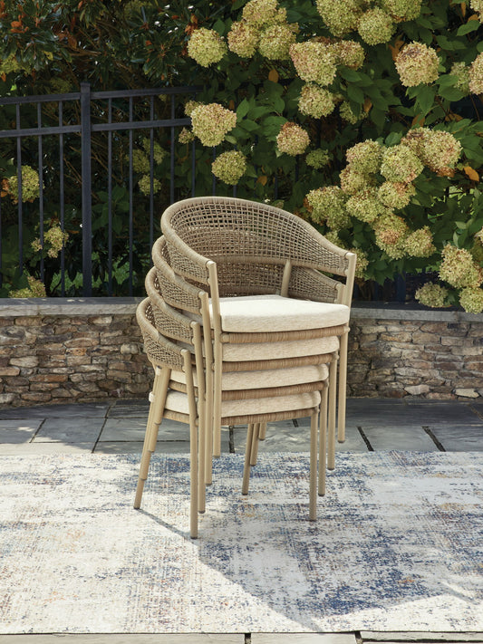 Orchard Beach - Arm Chair With Cushion (Set of 4) - Beige - Hornell Furniture Outlet