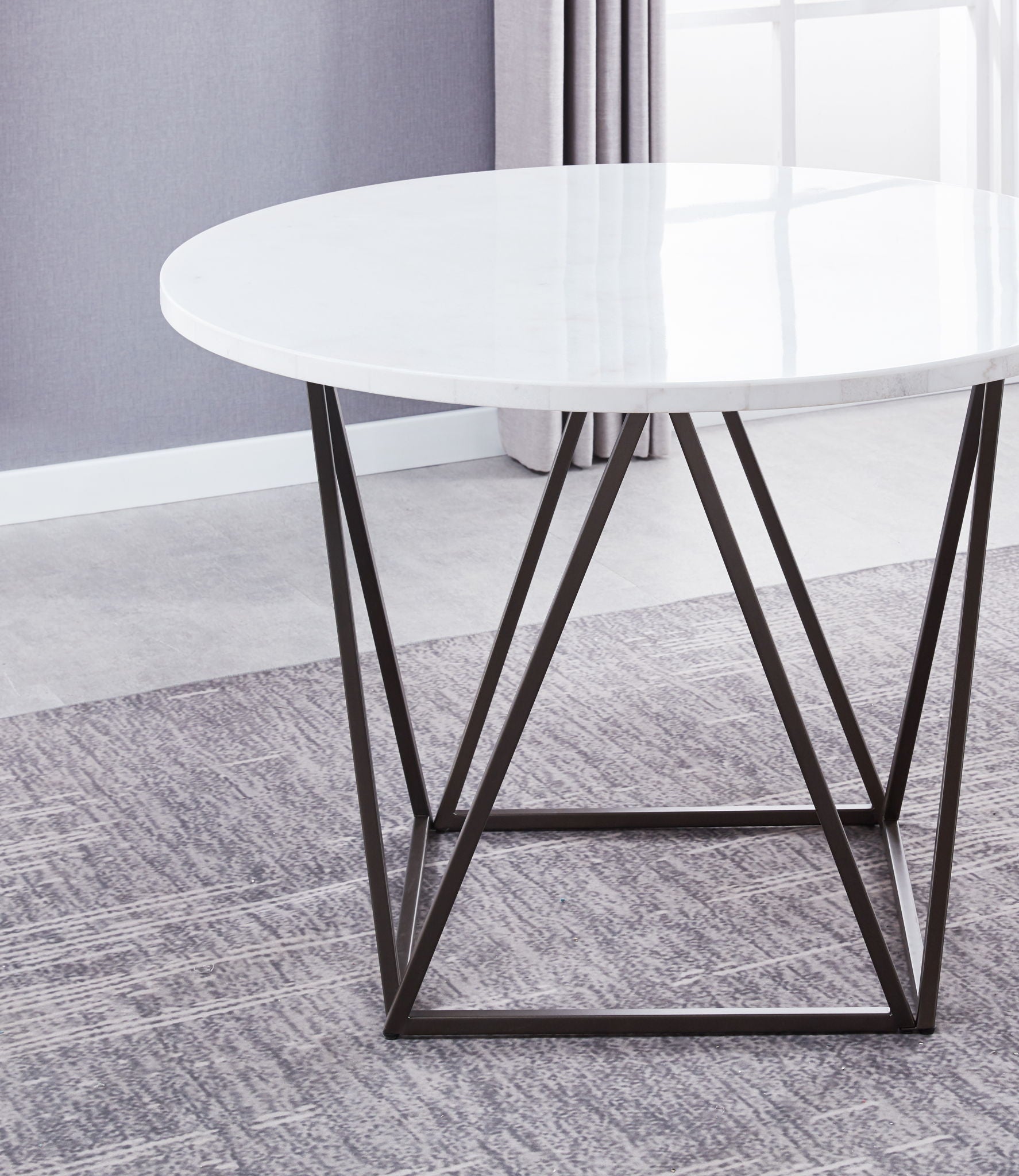 Ramona - Marble Top Round Dining Table - White - Hornell Furniture Outlet