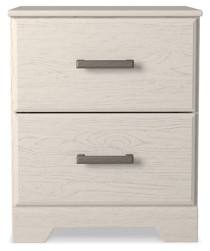 Stelsie - White - Two Drawer Night Stand - Hornell Furniture Outlet