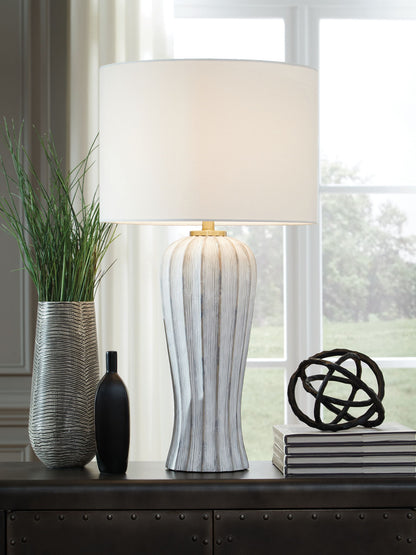 Lanwell - Antique Gray - Poly Table Lamp - Hornell Furniture Outlet