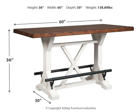 Valebeck - White / Brown - Rectangular Dining Room Counter Table - Hornell Furniture Outlet