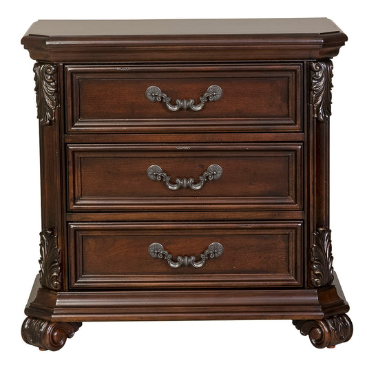 Messina Estates - 3 Drawer Nightstand - Dark Brown - Hornell Furniture Outlet