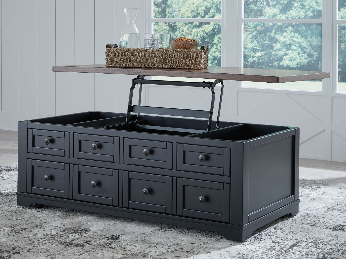 Wildenauer - Brown / Black - Lift Top Cocktail Table - Hornell Furniture Outlet