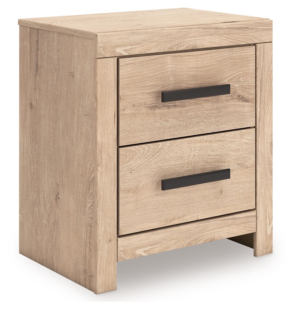Sanginlane - Tan - Two Drawer Night Stand - Hornell Furniture Outlet