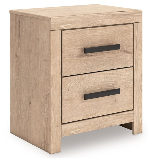Sanginlane - Tan - Two Drawer Night Stand - Hornell Furniture Outlet