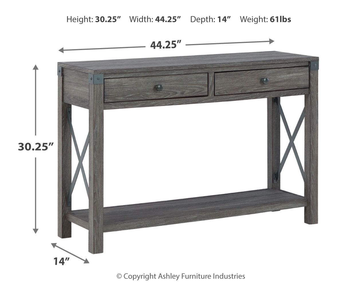 Freedan - Console Sofa Table - Grayish Brown - Hornell Furniture Outlet