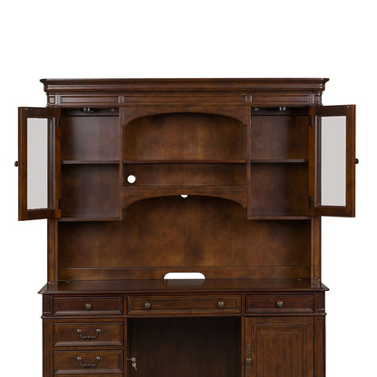 Brayton Manor - Jr Executive Credenza Hutch - Dark Brown - Hornell Furniture Outlet