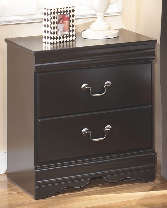 Huey Vineyard - Black - Two Drawer Night Stand - Hornell Furniture Outlet