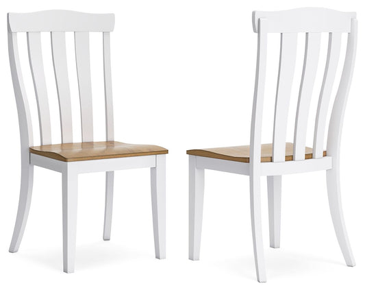 Ashbryn - White / Natural - Dining Room Side Chair (Set of 2) - Hornell Furniture Outlet