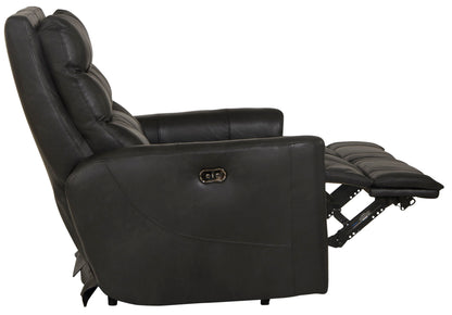 Bosa - Leather Power Reclining Loveseat - Charcoal - Hornell Furniture Outlet