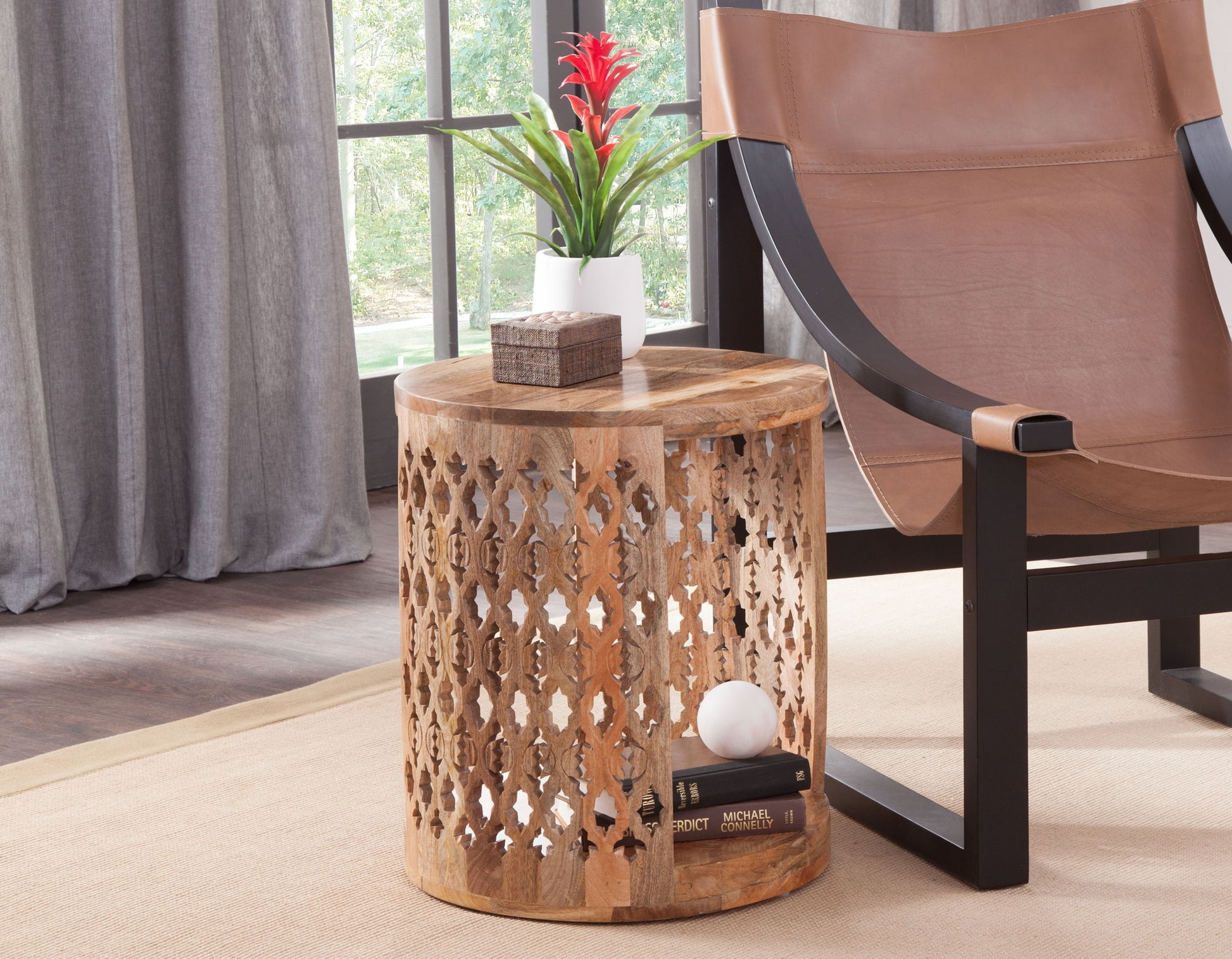 Brinley - Round End Table - Light Brown - Hornell Furniture Outlet