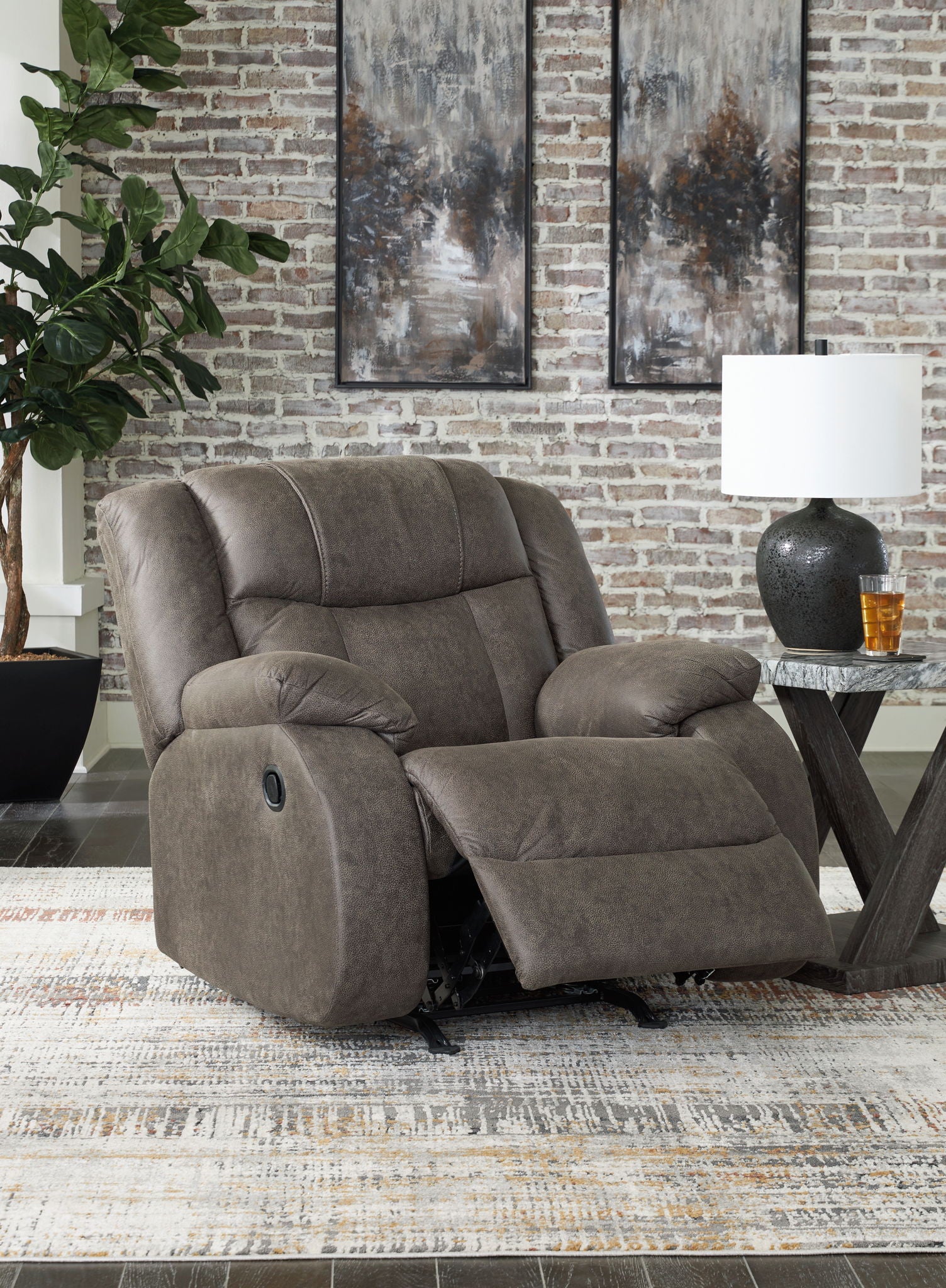 First Base - Gunmetal - Rocker Recliner - Hornell Furniture Outlet