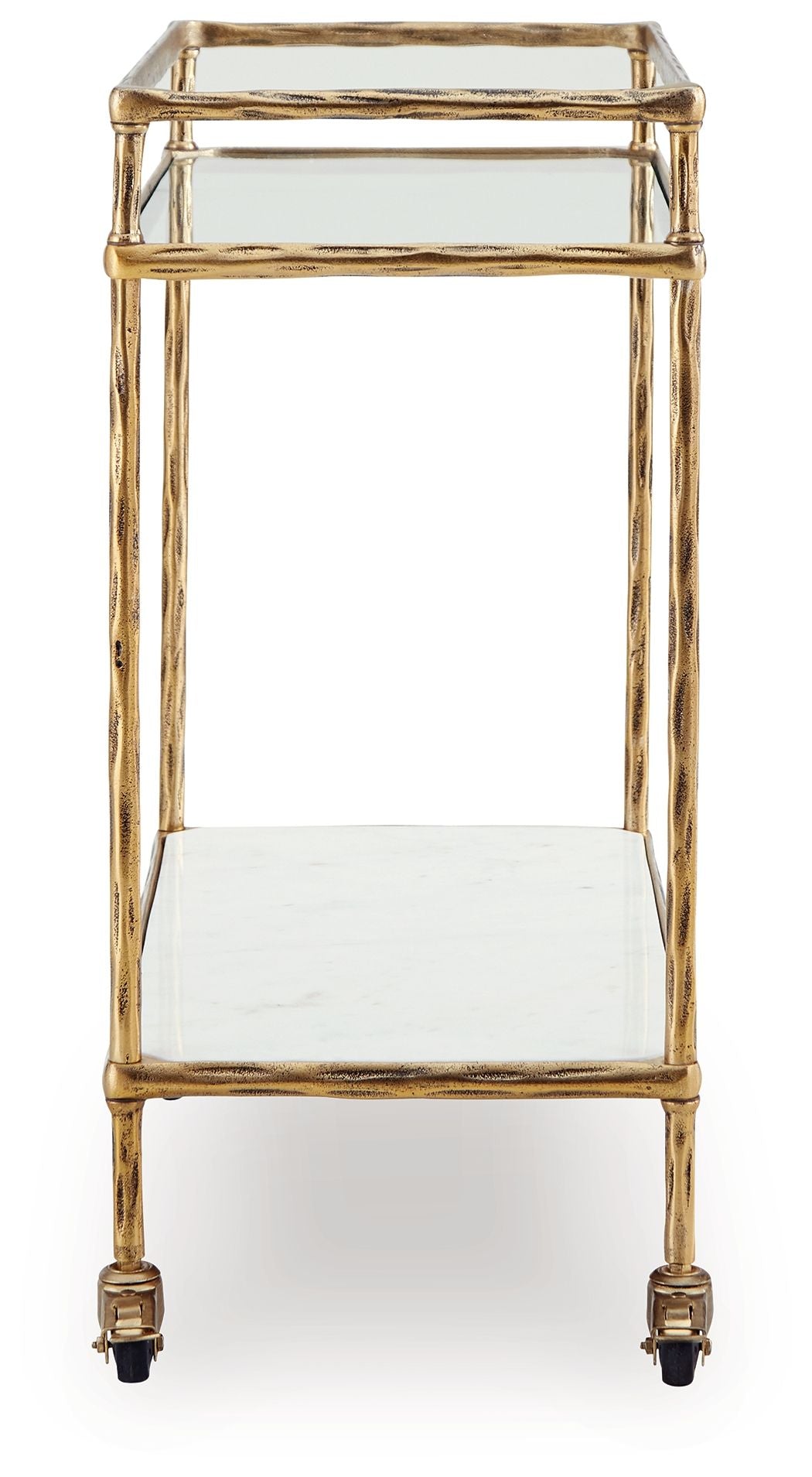 Plattfield - Antique Gold Finish - Bar Cart - Hornell Furniture Outlet