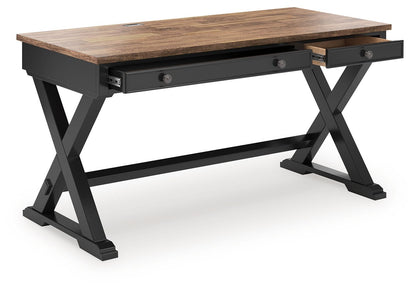 Wildenauer - Home Office Desk - Brown / Black - Hornell Furniture Outlet