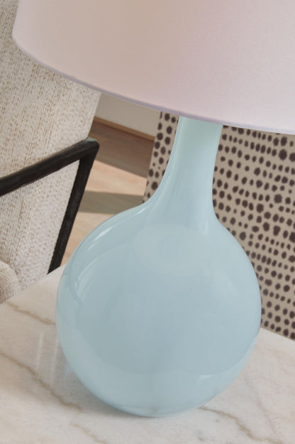 Rylanton - Glass Table Lamp - Aqua - Hornell Furniture Outlet
