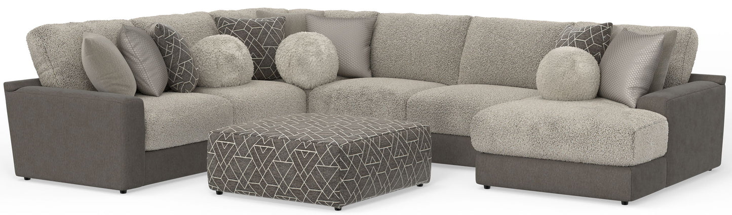 Canyon - 4 Piece Sectional With Cuddler Seat Cushions, Included Accent Pillows And Cocktail Ottoman (Right Side Facing Chaise) - Umber - Hornell Furniture Outlet