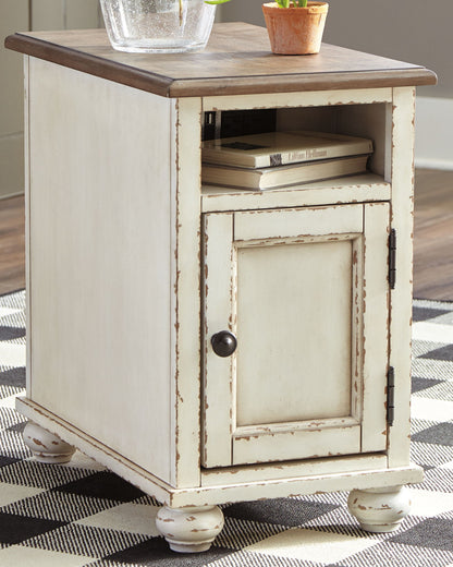 Realyn - Chair Side End Table - AC / USB - White / Brown - Hornell Furniture Outlet