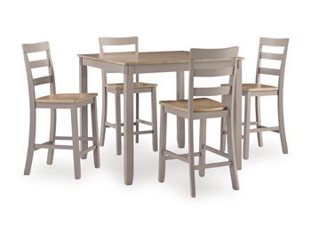 Harperfeld - Dining Room Counter Table Set (Set of 5) - Natural / Gray