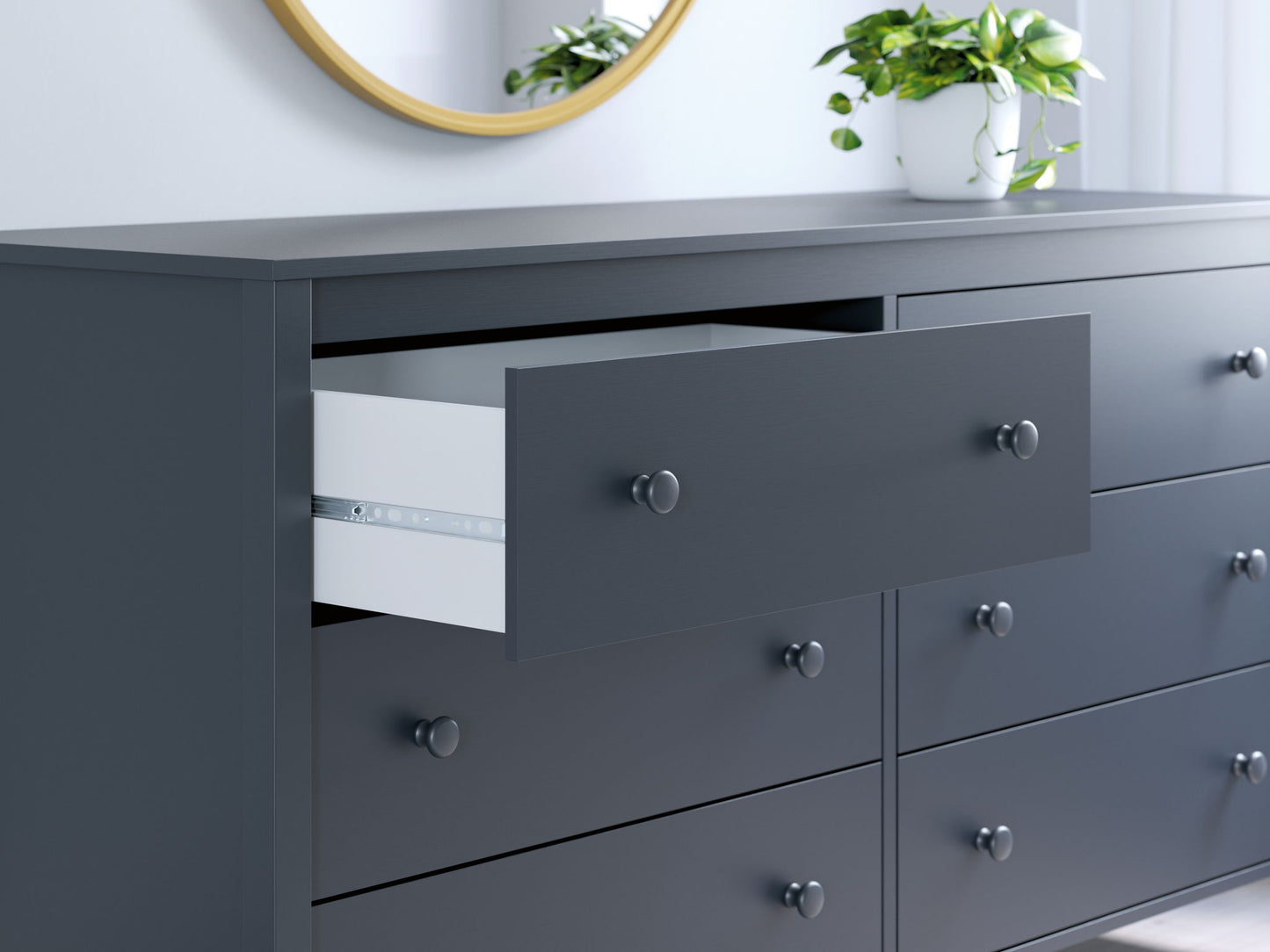 Simmenfort - Navy Blue - Six Drawer Dresser - Hornell Furniture Outlet
