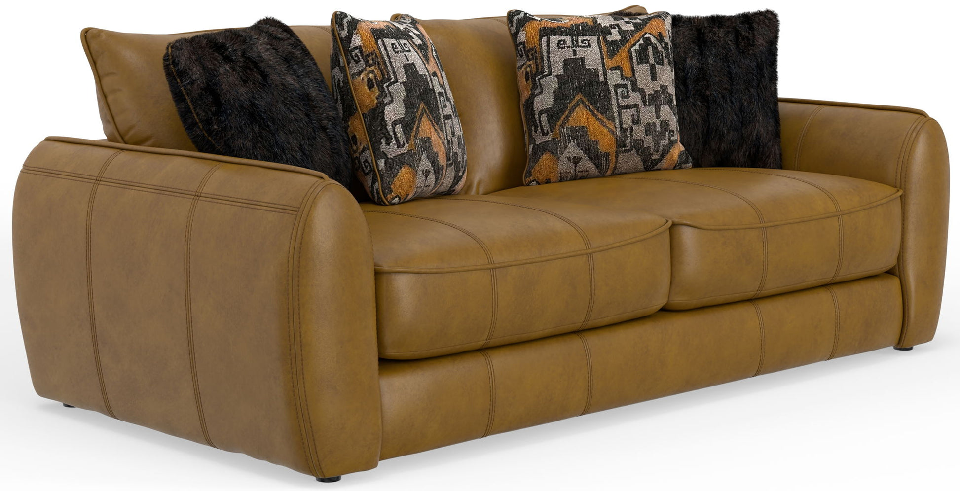 Corvara - Top Grain Italian Leather Match Sofa - Caramel - Hornell Furniture Outlet
