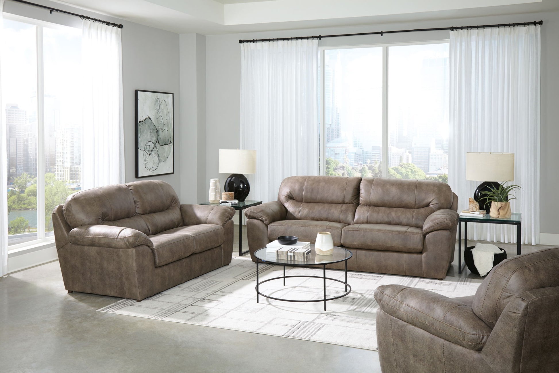 Bradshaw - Loveseat - Mushroom - Hornell Furniture Outlet