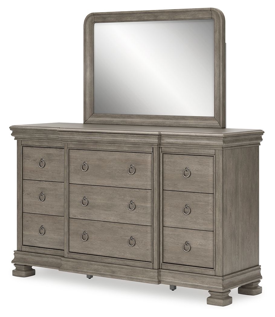 Lexorne - Gray - Dresser And Mirror - Hornell Furniture Outlet