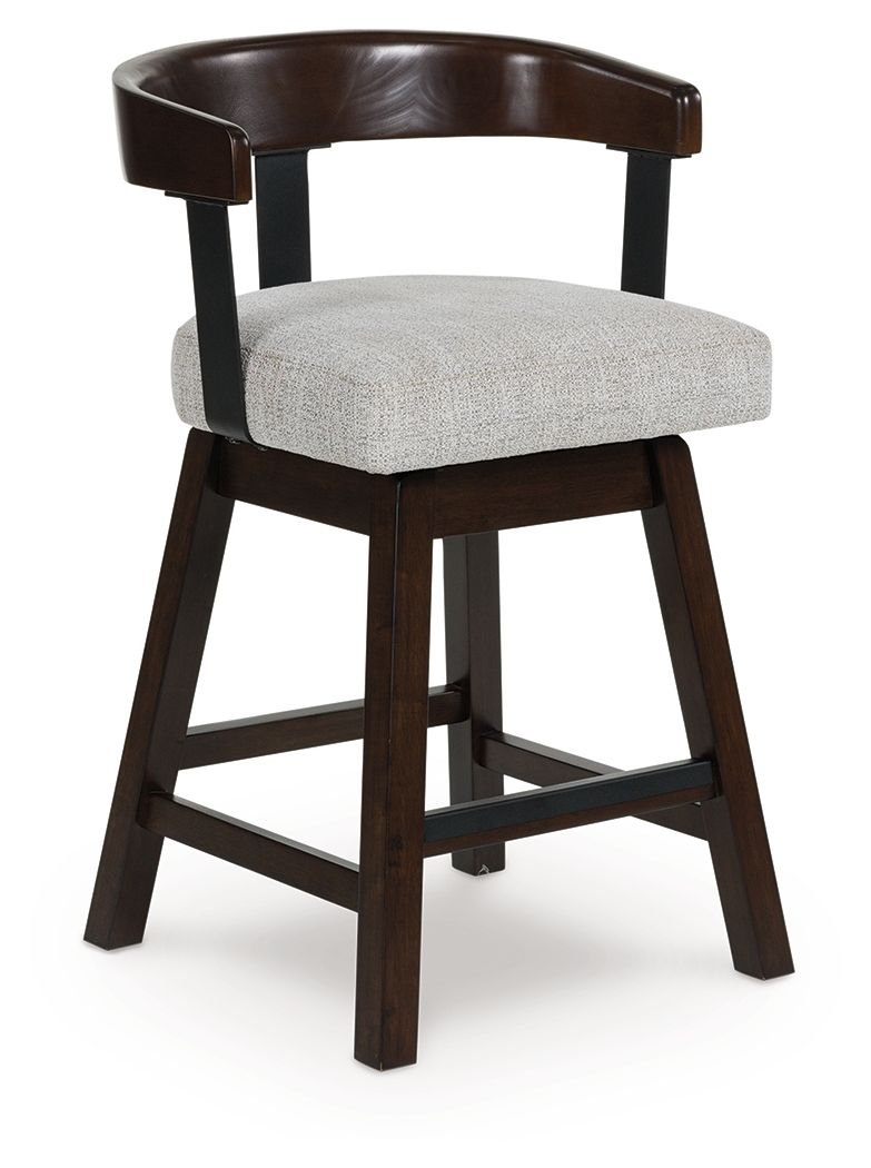 Haddigan - Dark Brown - Upholstered Swivel Barstool (Set of 2) - Hornell Furniture Outlet