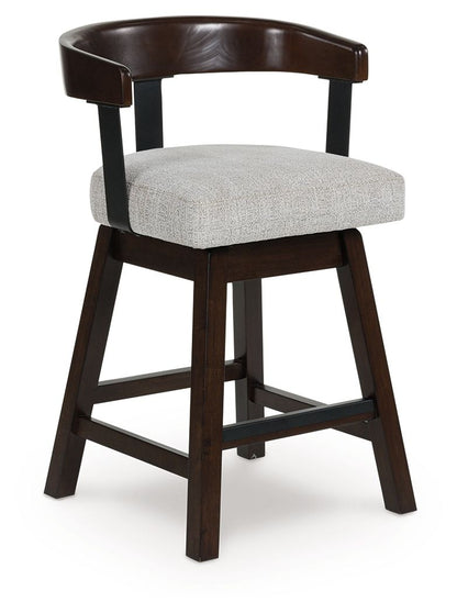 Haddigan - Dark Brown - Upholstered Swivel Barstool (Set of 2) - Hornell Furniture Outlet