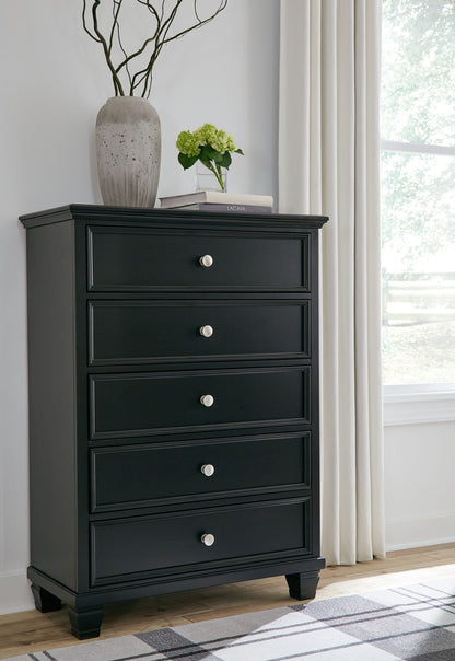 Lanolee - Black - Five Drawer Chest - Hornell Furniture Outlet